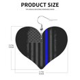 thumbnail image 3 of Retro Thin Blue Line Flag Leather Heart Earrings Dangle For Women Love Earrings Lightweight, 3 of 6