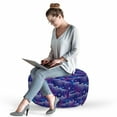 thumbnail image 2 of Abstract Pouf Cover with Zipper, Aurora Borealis Inspired Stars Pattern Northern Sky, Soft Decorative Fabric Unstuffed Case, 30" W X 17.3" L, Violet Blue Blue, by Ambesonne, 2 of 5
