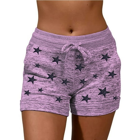 Tmtolofot Womens Sports Quick Dry Shorts Female Tummy Control Gym Short Pants Floral Graphic Casual Shorts Yoga Running Shorts 2024 Summer Trendy Shorts 1_Purple Large
