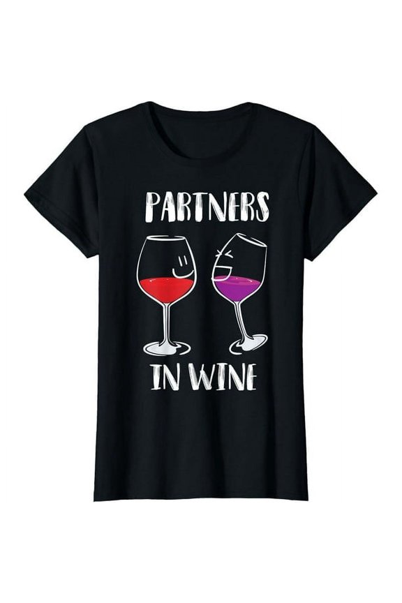 Partners In Wine Cute Wine Drinkers Gift Black T-Shirt Unisex