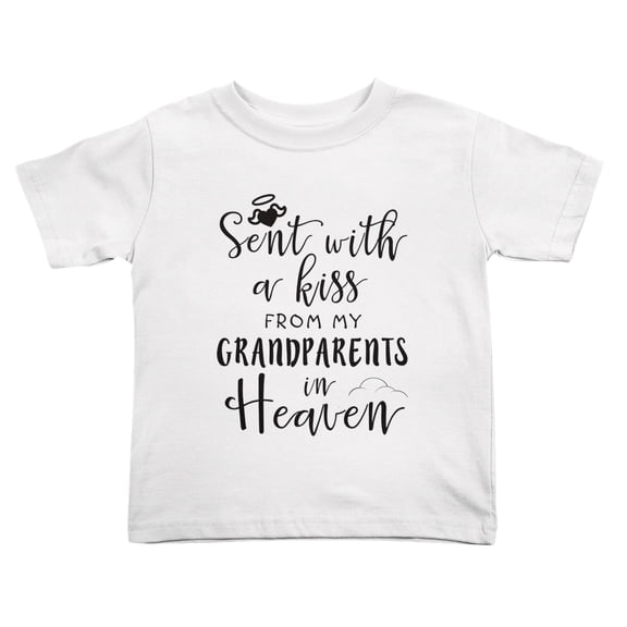 Sent with A Kiss from My Grandparents in Heaven Cute Toddler Tshirts for Boys Girls (White, 4T)