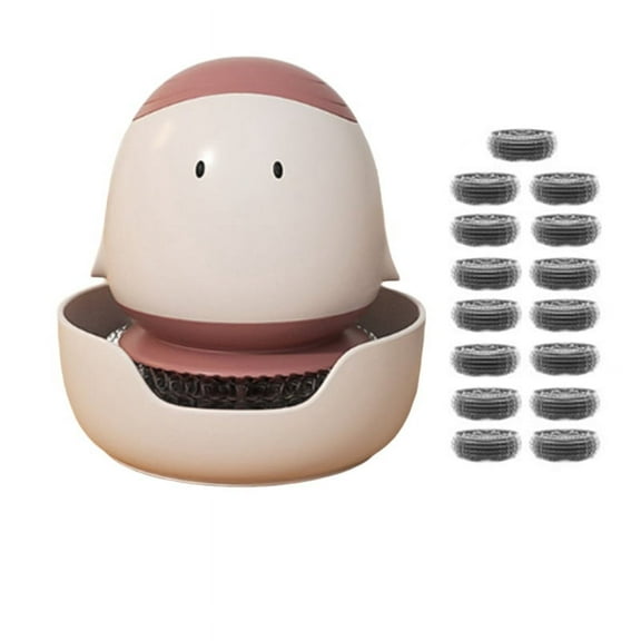 Dish Scrub Brush with Soap Dispenser Cartoon Pot Brush with Bottom Bracket Dish Pot Pan Sink Induction Cooker A