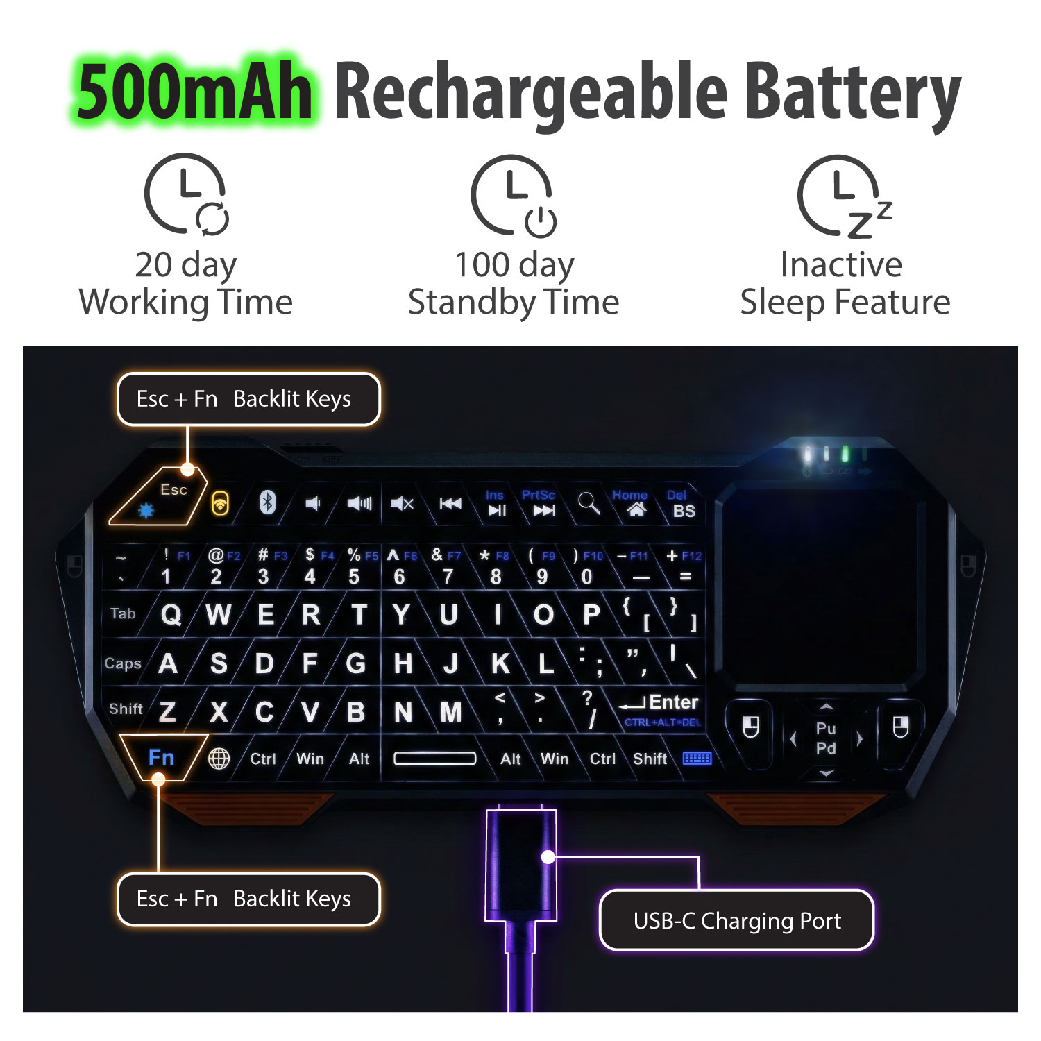 Fosmon Mini Bluetooth Keyboard with Touchpad photo 7