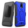 thumbnail image 3 of For AT&T Calypso U318AA/Calypso 2 U319AA /Cricket Vision 3/Cricket Debut 4g LTE Case with Tempered Glass Screen Protector Hybrid Cover Kickstand Phone Belt Clip Holster - Blue, 3 of 7