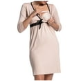 thumbnail image 2 of PXLKNZH Womens Maternity Nursing Dress for Breastfeeding 2024 Long Sleeve Comfy Maternity Dresses Casual Pregnancy Clothes Beige,XXL, 2 of 3