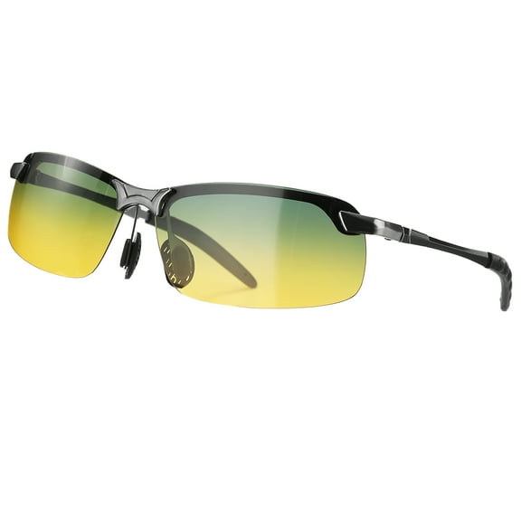 Sport Sunglasses Cycling Polarized Sun Glasses for Men Mountain Bike Driving Fishing Running, Gun Gray/Yellow Green