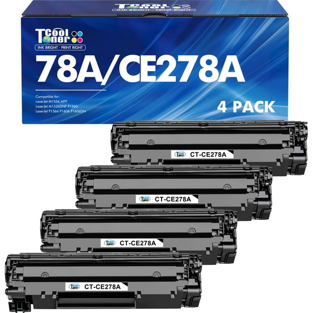 Cool Toner Cartucho de tóner compatible 78A CE278A de repuesto para cartucho de tóner HP 78A CE278A para HP Laserjet P1606dn 1536dnf MFP M1536dnf 1606dn P1606 P1566 P1560 tinta de impresora (negro 4PK