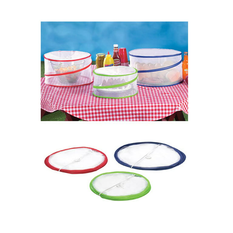 Collapsible Pop Up Food Covers 3pc Set Food Picnic Protectors Insect Net  Storage