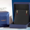 thumbnail image 5 of Gem Stone King 14K Yellow Gold Red Rhodolite Garnet and Lab Grown Diamond Dangle Earrings for Women | 1.85 Cttw | Gemstone January Birthstone | Oval 7X5MM, 5 of 6