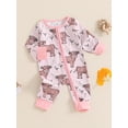 thumbnail image 5 of BemeyourBBs Western Baby Clothes Newborn Baby Boy Girl Cowboy Cowgirl Outfit Romper Cattle Print Long Sleeve Zip-up Full Length Jumpsuit Spring Fall Winter Clothes, 5 of 9