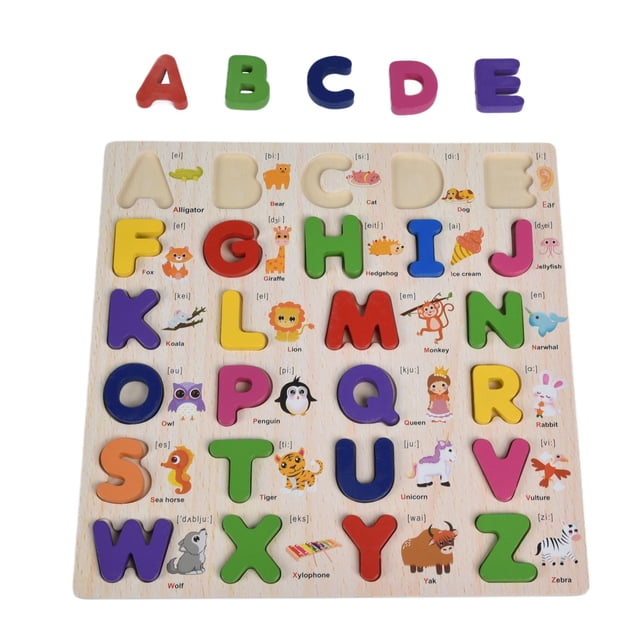 Rompecabezas del alfabeto, rompecabezas del alfabeto, rompecabezas de letras coloridas de madera, rompecabezas de números del alfabeto preescolar, máxima confiabilidad