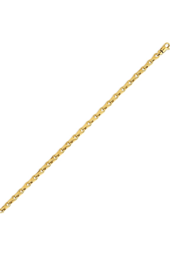 14K Yellow Gold 3.9mm Hand-Polished Fancy Link Bracelet (7.25 X 3.9) Made In Peru lk724-7.25