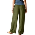 thumbnail image 3 of Women's Breathable Cotton Linen Beach Pants High Waist Wide Leg Loose Fit Summer Trousers Army Green S, 3 of 3