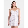 thumbnail image 2 of Joyspun Women's Lace Trim Stretch Satin Chemise, Sizes S-3X, 2 of 6