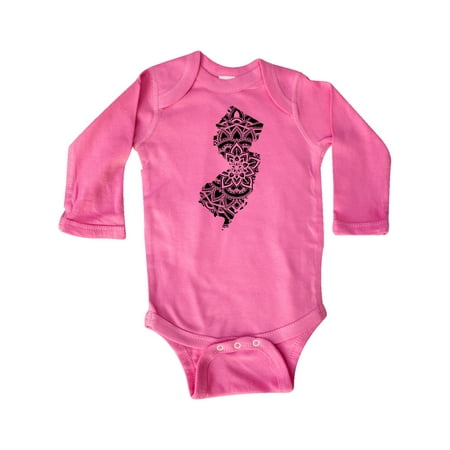 

Inktastic New Jersey Silhouette Mandala Gift Baby Boy or Baby Girl Long Sleeve Bodysuit