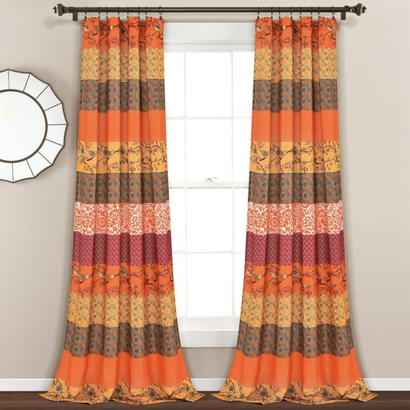 Lush Decor Royal Empire 84" x 52" Stripe Tangerine 3" Rod Pocket Pair Window Panel