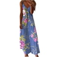 thumbnail image 2 of Abomasnow Women's Summer Maxi Dress Casual V-neck Sleeveless Boho Spaghetti Strap Floral Long Maxi Dress Beach Vacation Party Sundress, 2 of 5