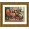 thumbnail image 1 of Bansemer, Roger 32x26 Gold Ornate Wood Framed with Double Matting Museum Art Print Titled - Pumpkins on the Hearth, 1 of 4