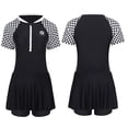 thumbnail image 5 of renvena Kids Girls 2 Piece Swimsuit Rash Guard Beachwear Short Sleeve Swimwear with Swim Skirts Set A Black 4XL, 5 of 7