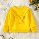 thumbnail image 1 of Cowsor Toddler Baby Girl Soft Thick Crewneck Ruffle Tops Infant Girls Cotton Long Sleeve T-Shirt, 1 of 4