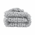 thumbnail image 2 of Light Grey Boho Chunky Knit Throw Blanket, 2 of 5