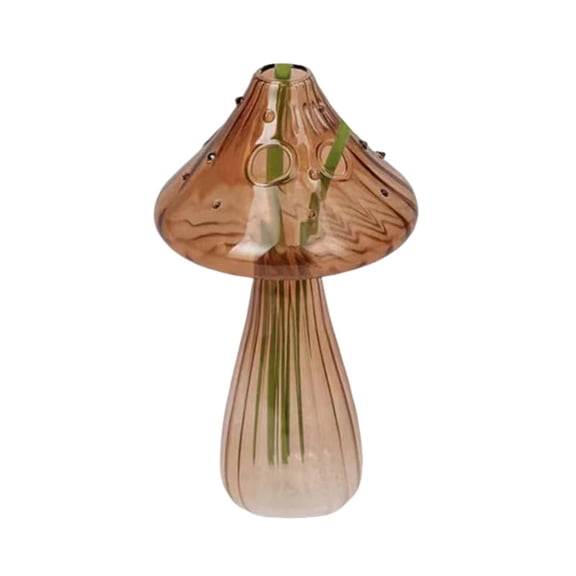 Dbuoem Mini Mushroom Shape Vase Colorful Transparent Glass Hydroponic Vase Flower Plant Display Vase ation