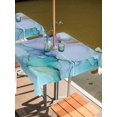 thumbnail image 6 of Purple Teal Golden Marble Outdoor Tablecloth with Umbrella Hole, Abstract Modern Geometric Spillproof Waterproof Outdoor Table Cover, Patio Tablecloths for Party/Garden/Picnic, Square 60"x60", 6 of 9