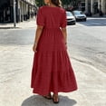 thumbnail image 5 of HBYJLZYG Women's Plus Size Maxi Dress, Square Neck Puff Sleeve with Tiered A-Line Skirt and Side Pockets, Casual Summer Vacation Outfit for Women, 5 of 9