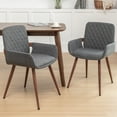 thumbnail image 2 of FOWEOAIU Modern Dining Chairs,Fabric Upholstered Walnut Wood Kitchen Dining , Dark Gray (Set of 6) ﻿, 2 of 11