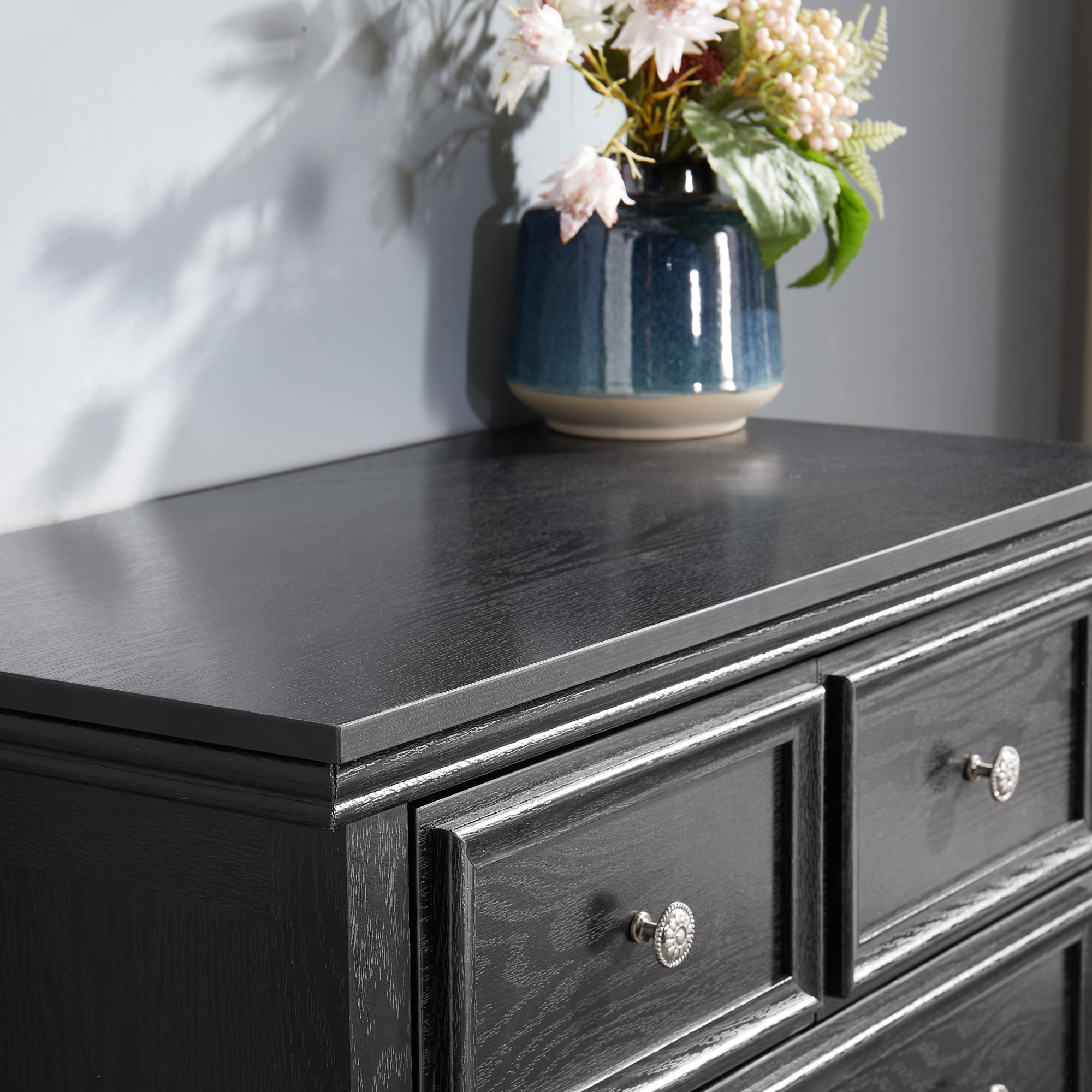 Leumius Modern 6 Drawers Dresser, Chest of Drawers Closet Organizers and Storage Clothes Storage Drawers Cabinet for Living Room, Hallway, Bedroom Black