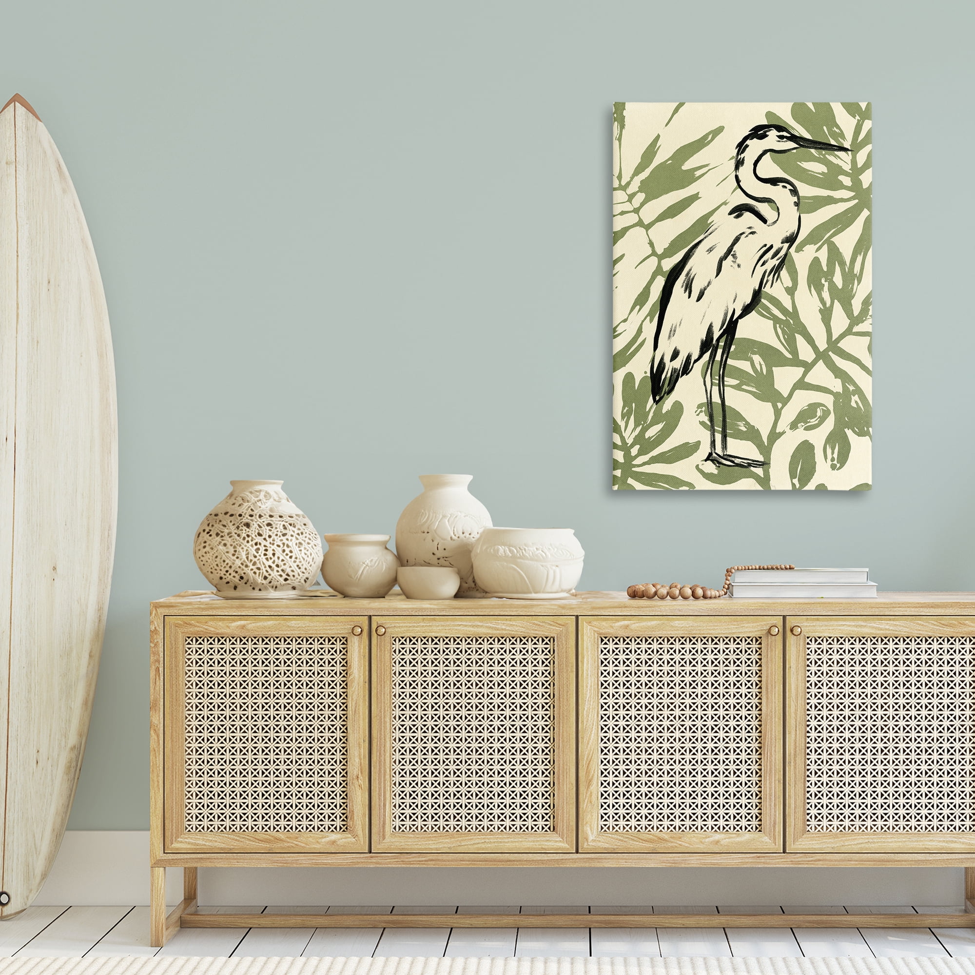 Stupell Industries Tropical Leaves & Bird Animals & Insects Painting Gallery Wrapped Canvas Art Print Wall Art, 30 x 45