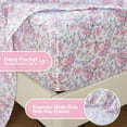 thumbnail image 4 of Floral Queen Sheets Soft Breathable Microfiber Vintage Printed Bed Sheet Set Deep Pocket Fitted Sheet Included Flower Pattern, 4 of 7