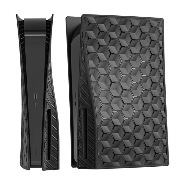 PS5 Faceplate Cover Case Skin for PS5 Console, PS5 Black Side Plates Shell for Playstation 5 Disc Edition