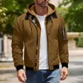 thumbnail image 4 of Men's Casual Cargo Hoodie Jackets Long Sleeve Full Zipper Warm Tactical Jacket Coats Quilted Lined Fleece Warm Outwear Coat, 4 of 7