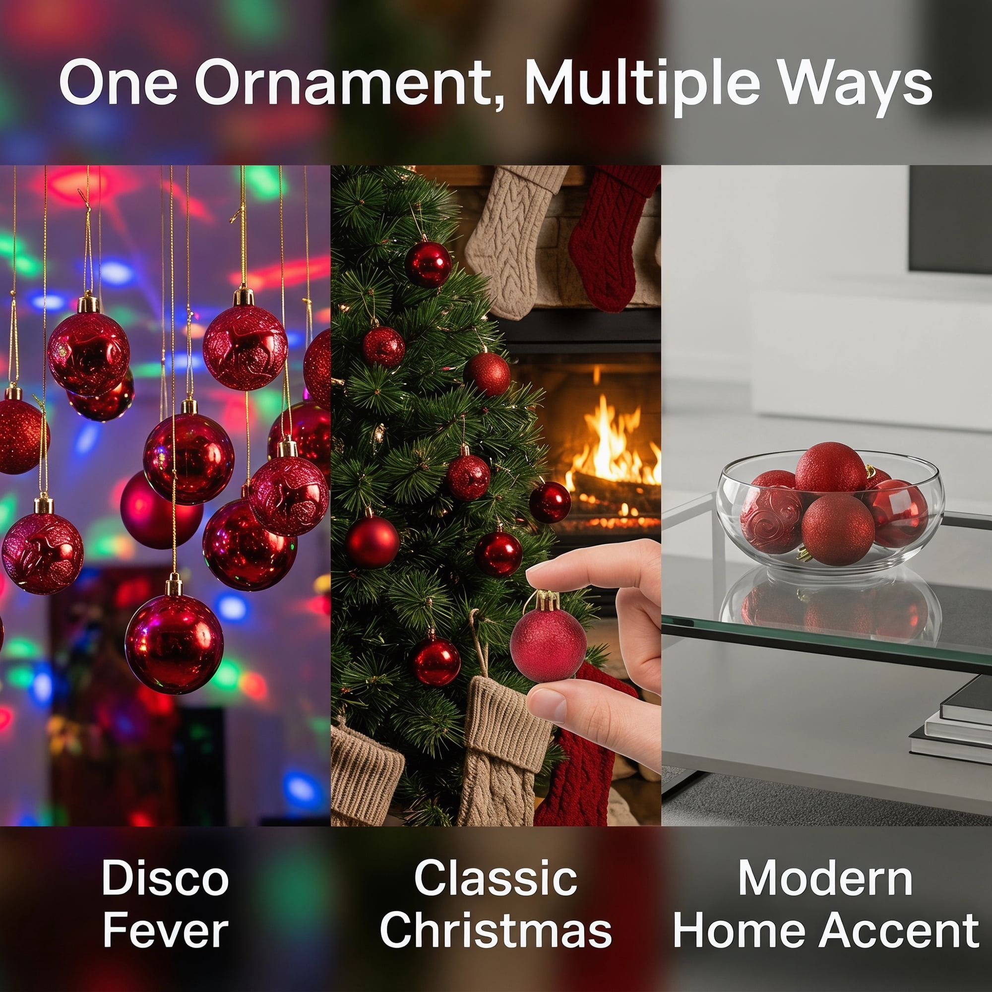 Unique Bargains 12Pcs Christmas Tree Ornaments Hanging Baubles Shatterproof Red 1.6"