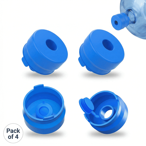 CNDRLEF 4 Pack 55mm Water Jug Caps for 3 & 5 Gallon Bottles, Reusable Food-Grade Silicone, Leakproof Non-Spill for Standard, Screw and Crown Tops