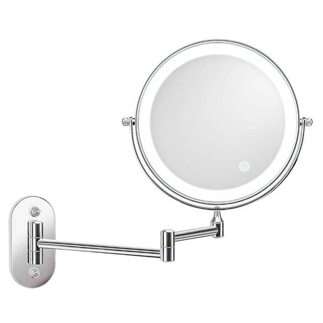 Jinsinto Wall Mounted Makeup Mirrors Lighted Magnifying Mirror, Swivel Extendable, for Bathrooms and Family