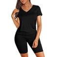 thumbnail image 3 of Ensemble Deux Pièces pour Femmes Manches Courtes Col en V Shorts de Cycliste, 3 of 6