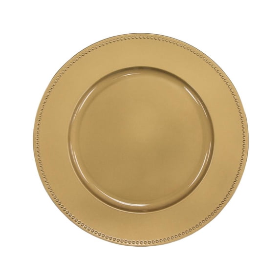 1 Pc, Beaded Round 13" Charger Plates - Gold For Event & Home Decor