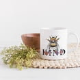 thumbnail image 2 of Kind with a Bee & Flowers Pun Art Merch Gift, White 11oz Ceramic Mug, 2 of 5
