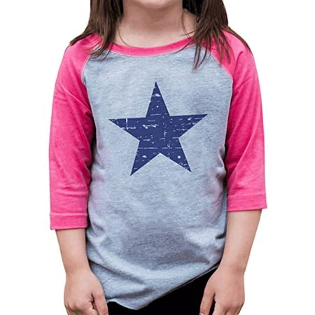 

7 ate 9 Apparel Girls Patriotic 4th of July Shirt - Distressed Star Pink Shirt 4T