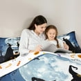 thumbnail image 5 of jejeloiu Halloween Witch Bedding Comforter Set,Spooky Pumpkin Lantern Twin Comforter Sets,Black Bats Bedding Set For Boys Kids,Breathable Home Decor Reversible,2-Piece, 5 of 8