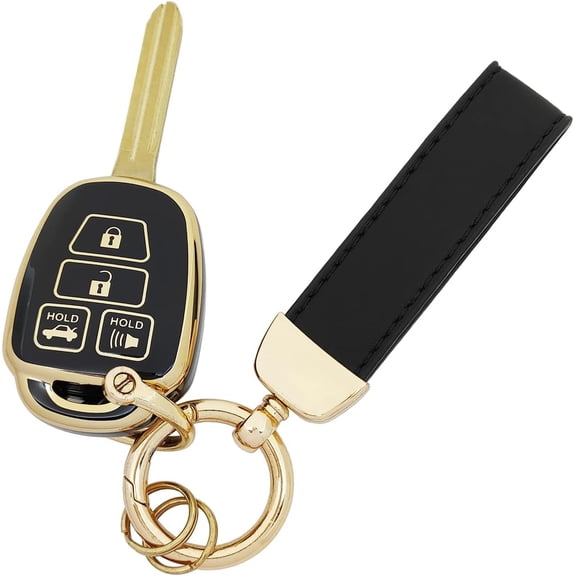 Key Fob Cover Compatible with Toyota Corolla 2014-2019 4 Button Keychain Case Holder Protector,Black