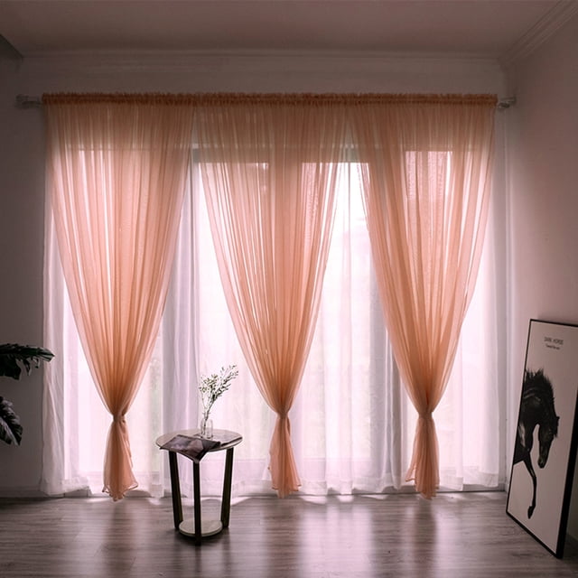 Leaf Print Voile Curtain Panel Sheer Window Drape Light Filtering Tulle Fabric For Living Room Bedroom Single Piece(200X100Cm)