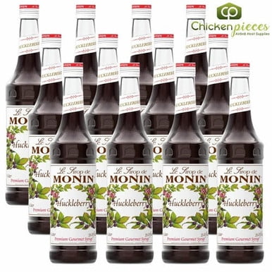 Monin Premium Huckleberry Syrup, Authentic Wild Mountain Berry Flavoring, 750 mL (25.4 oz) Bottle, Case of 12