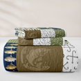thumbnail image 5 of jejeloiu Rustic Fishing Quilt Bed Spread Queen,Cabin Plaid Pattern Queen Coverlet Set For Boys,Green Navy,3-Piece, 5 of 7
