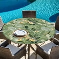 thumbnail image 4 of Green Summer Botanical Fitted Tablecloth with Elastic Edged, Round Table Cloth for Dining Table, Yellow Spring Floral Waterproof Oil Proof Table Cover for Indoor Outdoor 45"-54", 4 of 9