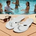 thumbnail image 4 of Cloud Flip Flops for Women,Memory Foam Flats Summer Sandals for Women Leather Lightweight Womens Sandals,Summer Beach Slippers, 4 of 5