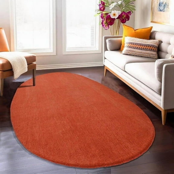 Modern Oval Shape Wool Rug - Irregular Shaped with Soft and Cozy Texture - Ideal for Living Room, Bedroom and More (3x5 Feet)