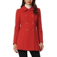 thumbnail image 1 of INSPIRE CHIC Manteau Caban Long d'Hiver à Double Boutonnage pour Femme à Col Peter Pan TG Rouge, 1 of 6